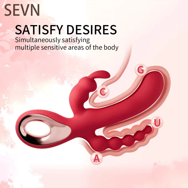3-in-1 dildo rabbit vibrator for women with G-spot, clitoral and anal stimulation – TriPleasure Touch sex toy