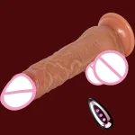 Realistic Dildo Vibrator with telescopic thrusting and heating