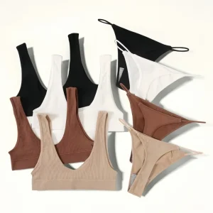 seamless bra panty set with U neck bra and low waist thong for everyday comfort