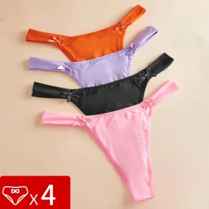 Bow low rise thong set with breathable stretch fabric and elegant everyday design