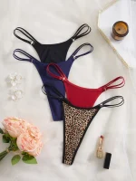 Double strap thong set with low rise fit, breathable fabric, and sleek everyday styling