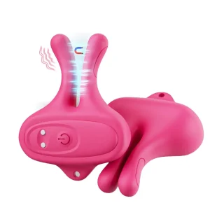 Vibrating Nipple Clamps Vibrator with magnetic rabbit design and 9 vibration modes for couples pleasure