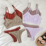 Seamless bra thong set with wire free support and smooth everyday comfort