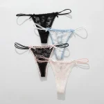 lace bow thong panties with low rise fit and delicate feminine lace detail