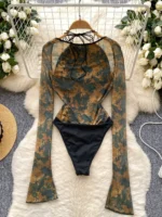 Printed Mesh Bodysuit - Image 2