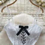 White Lace-Up Corset Bodysuit - Image 3