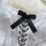 White Lace-Up Corset Bodysuit - Image 4