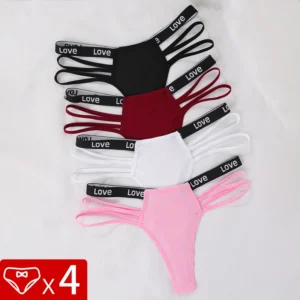 ribbed letter thong set with low rise fit and breathable everyday design