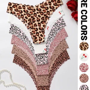 seamless leopard panty set with low rise fit and soft everyday design