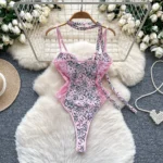 Pink Leopard Halter Bodysuit - Image 2