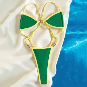pearl string monokini with backless hollow out design