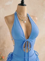 Blue Halter Playsuit - Image 4