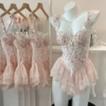 Sweet Lace Nightdress with Chest Pad - Image 2