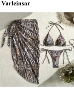 Leopard Sarong Halter Bikini - Image 4