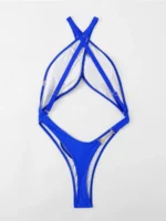cut out monokini swimsuit with high-cut cross-front design