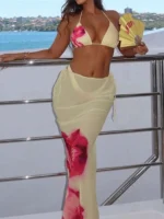 floral bikini set with matching cover up