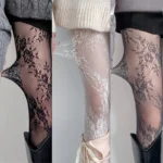 Lace Pattern Tights with printed floral mesh detail and soft stretch fit