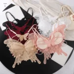 Butterfly Lace Camisole with padded cups, hollow-out wing design, adjustable straps, and soft summer styling