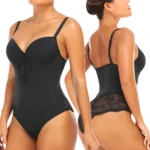 lace shapewear bodysuit with wireless cups and tummy smoothing support