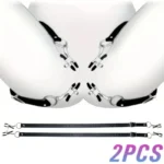 Adjustable Clip Set with black PU leather straps, metal clips, rings, and buckle details