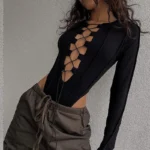 Long Sleeve Cut Out Bodysuit - Image 4
