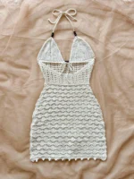 Knitted V-Neck Mini Dress - Image 2