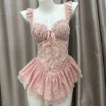 Sweet Lace Nightdress with Chest Pad - Image 4