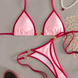 heart ring micro bikini with halter neckline and low waist fit