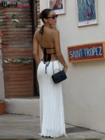 Halter Lace-Up Maxi Dress - Image 5