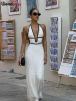 Halter Lace-Up Maxi Dress - Image 3