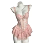Sweet Lace Nightdress with Chest Pad - Image 6