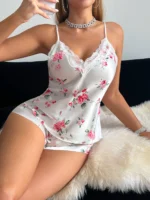 Printed Lace Pajama Set - Image 4