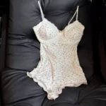 Floral Lace Bodysuit with lace trim, floral print, slim fit shape, and sweet summer styling