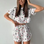 Printed Pajama Shorts Set - Image 11
