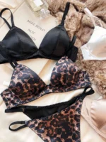 Wireless Bralette Set with silky triangle cups, matching thong, adjustable straps, and soft summer lingerie styling
