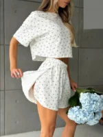 Printed Pajama Shorts Set - Image 5