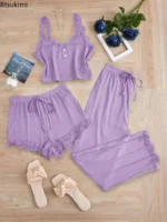 Cozy Lace 3PCS Pajama Set - Image 4