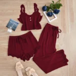 Cozy Lace 3PCS Pajama Set - Image 2