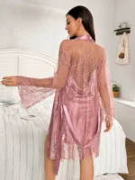 Blush Grace Lace Robe Nightgown Set - Image 2