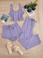 Cozy Lace 3PCS Pajama Set - Image 10