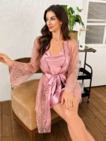 Blush Grace Lace Robe Nightgown Set - Image 4