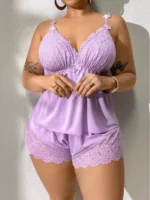 Lace Satin Sleepwear Set - Image 15