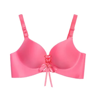 Lace Up Seamless Bra with wireless push-up support, front lace-up detail, and smooth molded cups