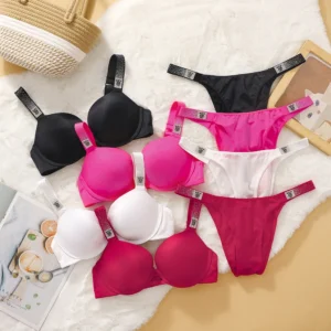 Fashion Bra Panty Set with push-up bra, matching panty, underwire support, and multiple color options