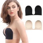 Invisible Strapless Bra with self-adhesive silicone cups, deep U shape, and smooth dress styling