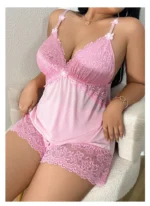 Lace Satin Sleepwear Set - Image 12