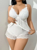 Lace Satin Sleepwear Set - Image 13