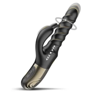 Swirl Rabbit Vibrator with 360 degree rotation, 5 swirl modes, thrusting motion, and medical silicone design