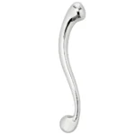 Steel Curved Massager with stainless steel body, polished silver finish, rounded ends, and discreet adult wellness design