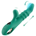 Swing Finger Massager with green silicone body, 3-in-1 modes, 8 mode design, and low-noise adult wellness styling